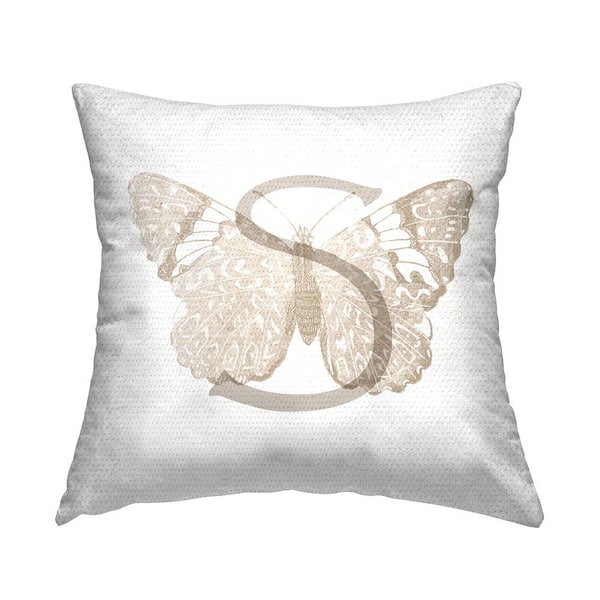 Butterfly Letter S Square Outdoor Throw Pillow