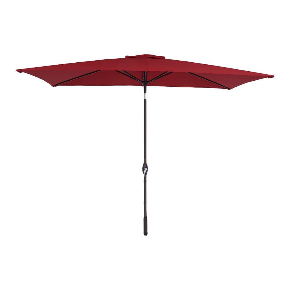 10 ft. x 6.5 ft. Red Outdoor Patio Umbrella Rectangular with Crank Weather 