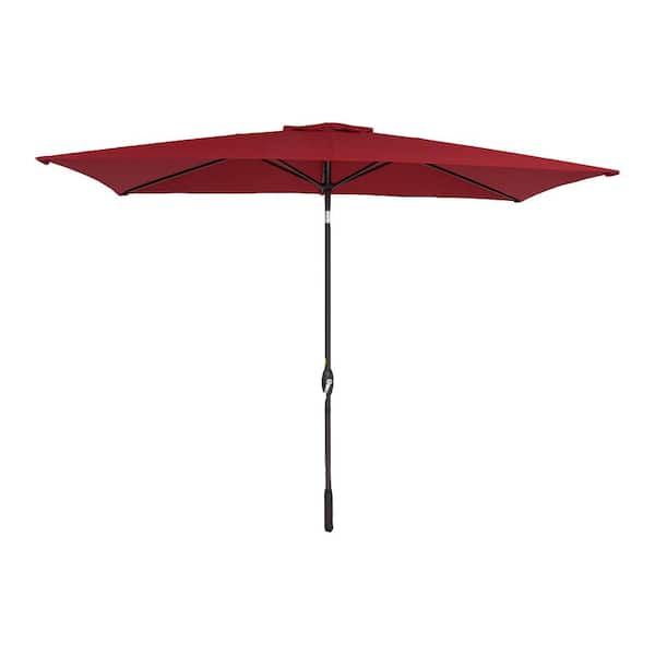 Unbranded 10 ft. x 6.5 ft. Red Outdoor Patio Umbrella Rectangular with Crank Weather Resistant Waterproof.