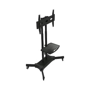 Universal Swivel TV Standalone Mount for 32 in.-80 in. TVs with Adjustable Table Top, Tiltable and Locking Wheels, Black