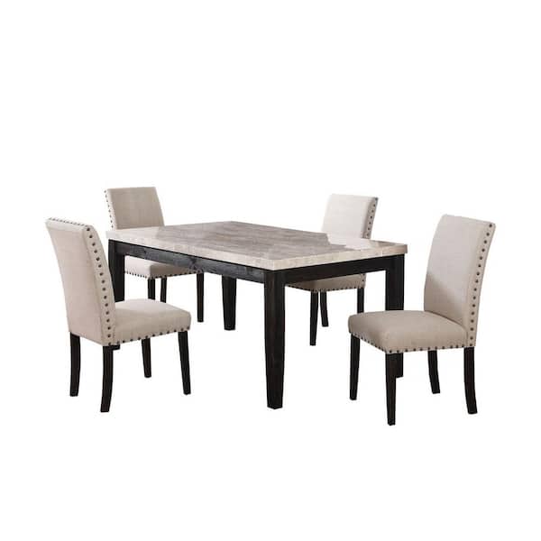 Best Master Furniture Shantanu 5-Piece Antique Black Rectangular Dining Set