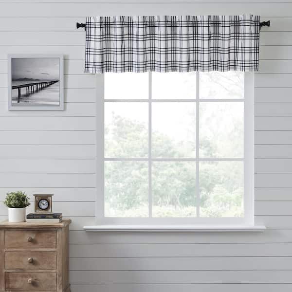 VHC BRANDS Sawyer Mill Plaid 72 in. L x 16 in. W Cotton Valance in Country Black Soft White