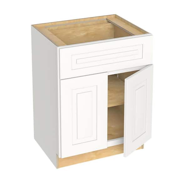 Home Decorators Collection Grayson Pacific White Painted Plywood Shaker Assembled Bath Cabinet Soft Close 27 in W x 21 in D x 34.5 in H