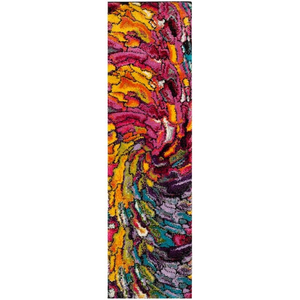 Fiesta Shag 2 ft. x 6 ft. Multi Abstract Runner Rug