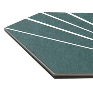 Art Deco Hexagon 6 in. x 7 in. Green Peel and Stick Backsplash Stone Composite Wall Tile (1-Piece, 0.22 sq. ft.)