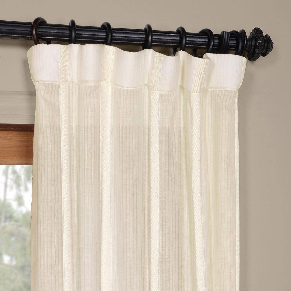Antigua Off White Linen Blend Sheer Curtain Panel 50" x 84"