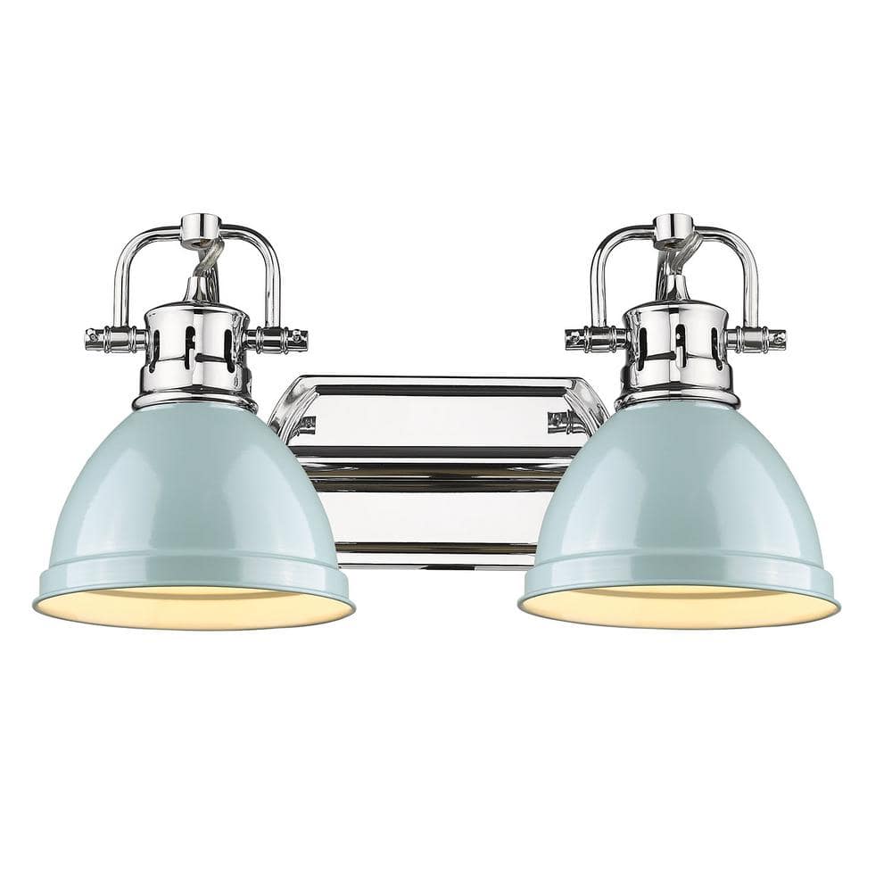 Duncan 8.5 in. 2-Light Chrome Vanity Light with Seafoam Shades price history on PriceWatchPro