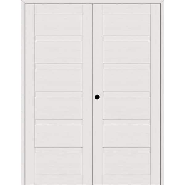 Louver 36 in. x 83.25 in. Right Active Snow White Wood Composite Double Prehung Interior Door