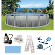 Martinique 18 ft. Round x 52 in. Deep Metal Wall Above Ground Pool Package with 7 in. Top Rail