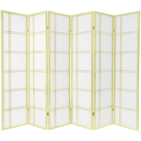 Oriental Furniture 6 ft. Ivory Double Cross 6-Panel Room Divider