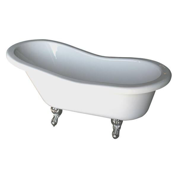 Barclay Products 5.6 ft. Acrylic Claw Foot Slipper Tub in White with Polished Brass Feet