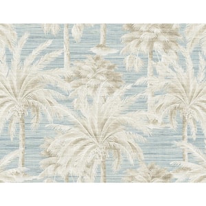 Dream Of Palm Trees Blue Texture Blue Paper Strippable Roll (Covers 60.8 sq. ft.)