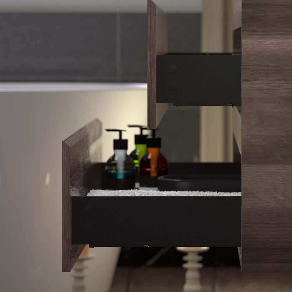 47" Gray Oak Wall-Mounted Floating Vanity with White Resin Top