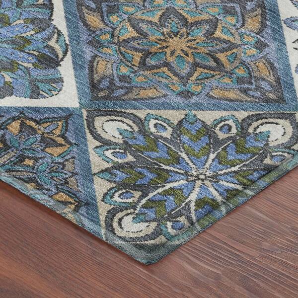 Mayfield Premium Machine Washable Abstract AMF2256 Denim 10 ft. x 14 ft. Area Rug