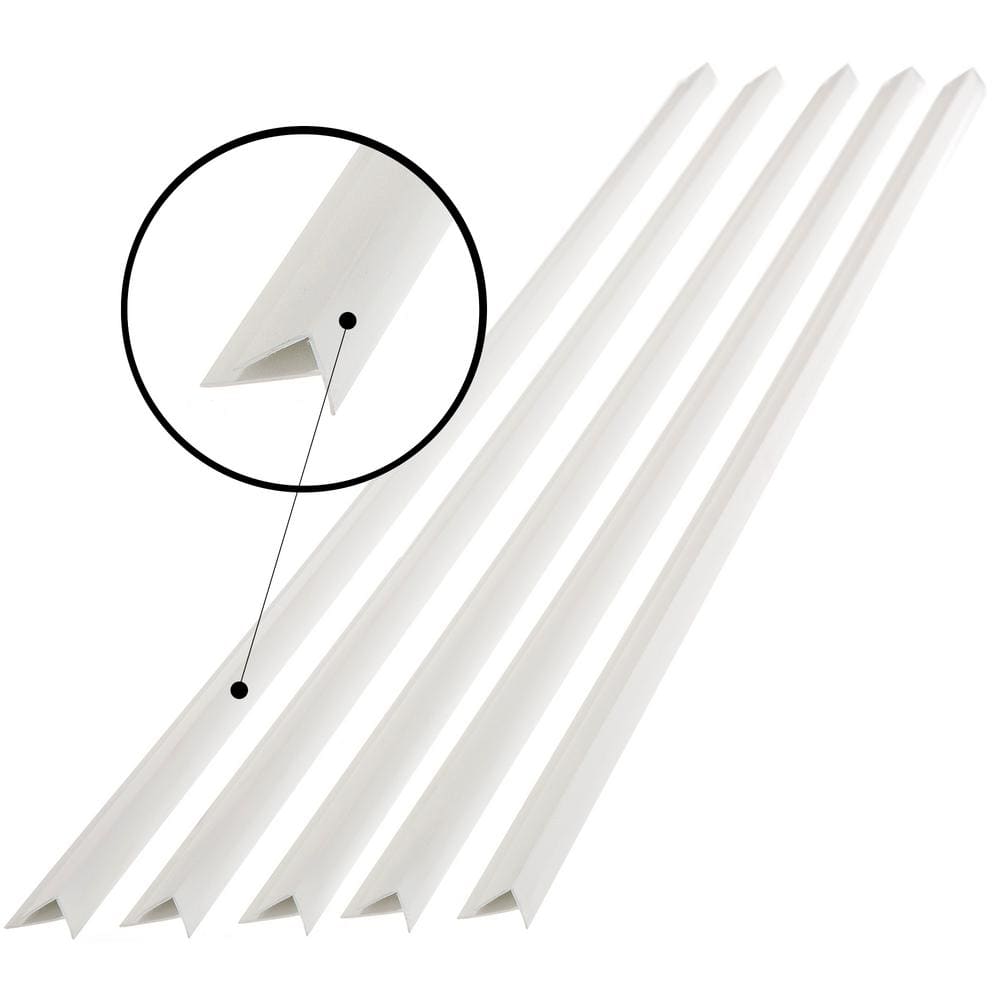 47 in Matte White PVC Outside Corner Trim (5-Pack)