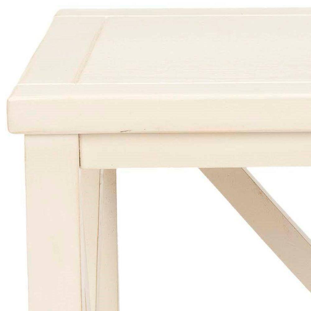 White Wood X-Base Latticework Accent Table