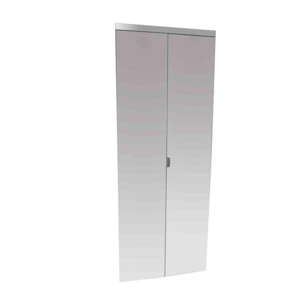 Impact Plus 30 in. x 80 in. Polished Edge Mirrored Glass Solid Core MDF Interior Closet Bi-fold Door with Chrome Trim