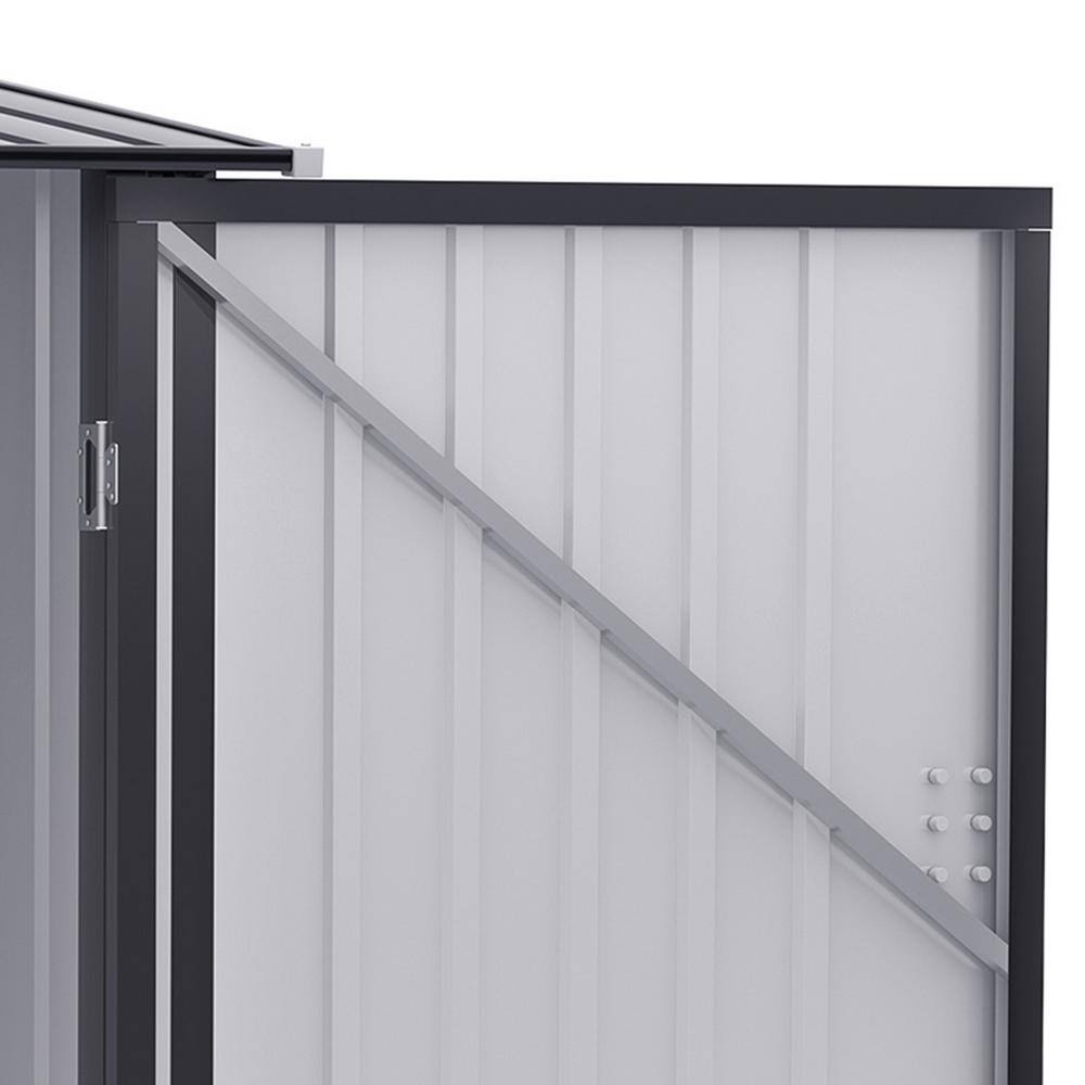 Dark Gray Metal Outdoor Storage Shed with Lockable Door