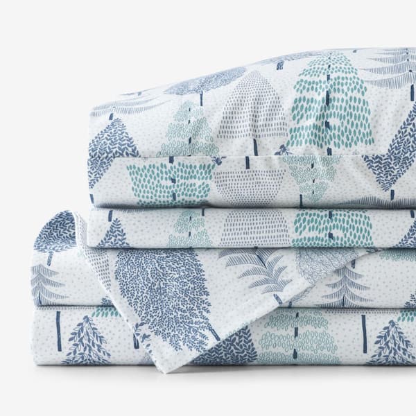 Company Cotton Whimsical Wilds Velvet Blue Flannel King Sheet Set