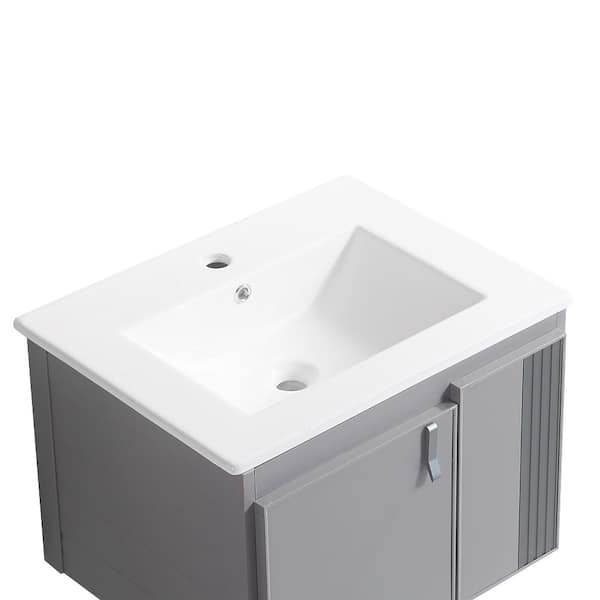 Aoibox 24 Ft Stylish Aluminum Wall Mounted Bathroom Vanity With White   Aoibox Bathroom Vanities With Tops Snsa22in289 64 600 