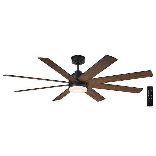 Home Decorators Collection Celene 62 in. Integrated CCT LED Indoor/Outdoor Matte Black Ceiling Fan with Whiskey Barrel Blades and Remote Control