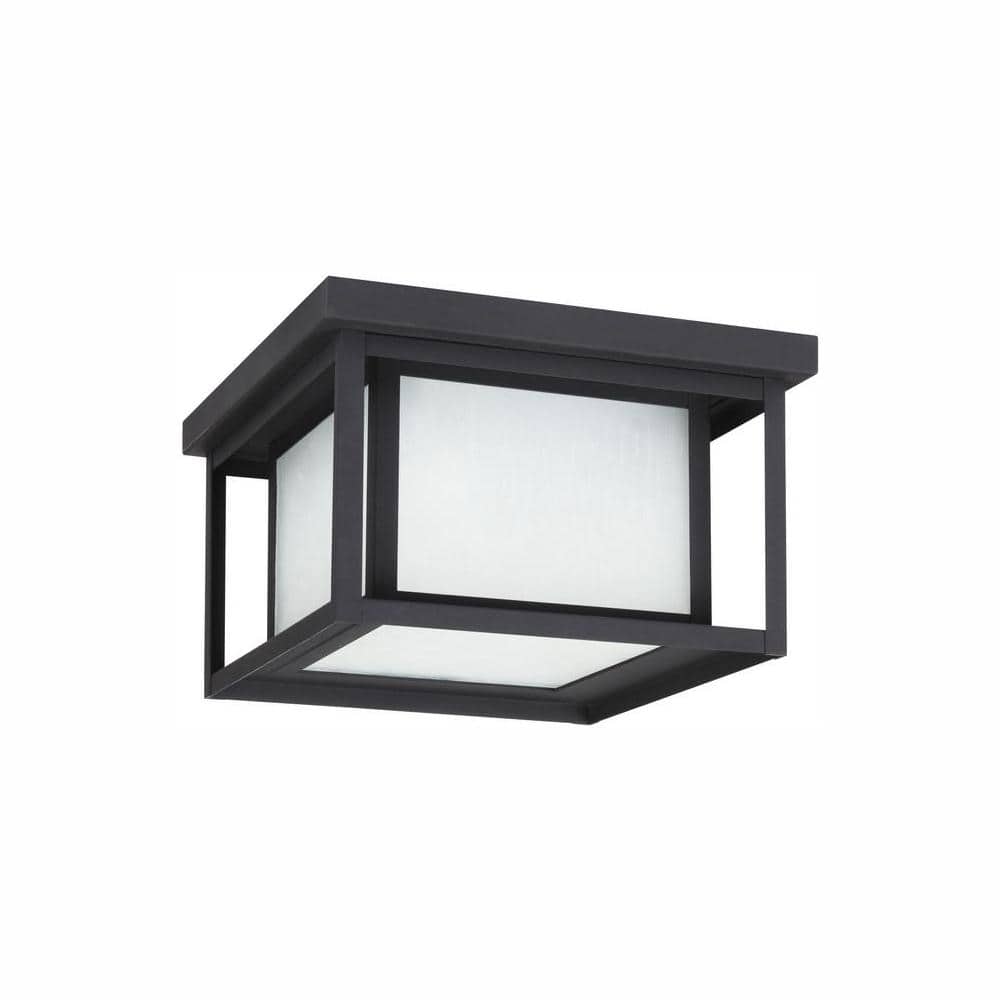 Hunnington 10 in. W. Black 2-Light Outdoor Flush Mount with LED Bulb price history on PriceWatchPro
