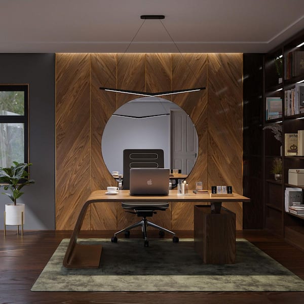 Alleron 46 in. 1-Light Brushed Nickel Integrated LED Pendant Light with Selectable 4CCT 2700K-3000K-3500K-4000K