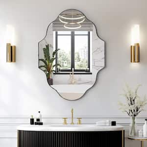 18 in. W x 24 in. H Scalloped Irregular Decorative Wall Mirror Bathroom Vanity Mirror in Black