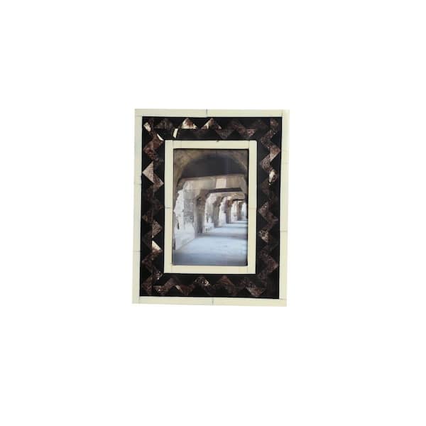 4x6 Picture Frame, White Cream Color Hand Carved Bone, Boho