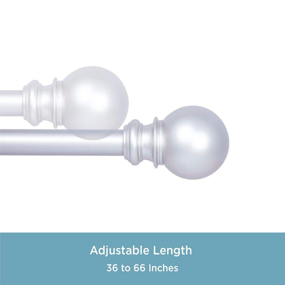 Satin Nickel Adjustable Curtain Rod with Ball Finials