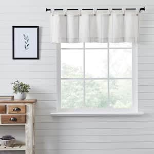 Stitched Burlap 60 in. L x 16 in. W Tab Top Cotton Valance in Soft White Dove Grey