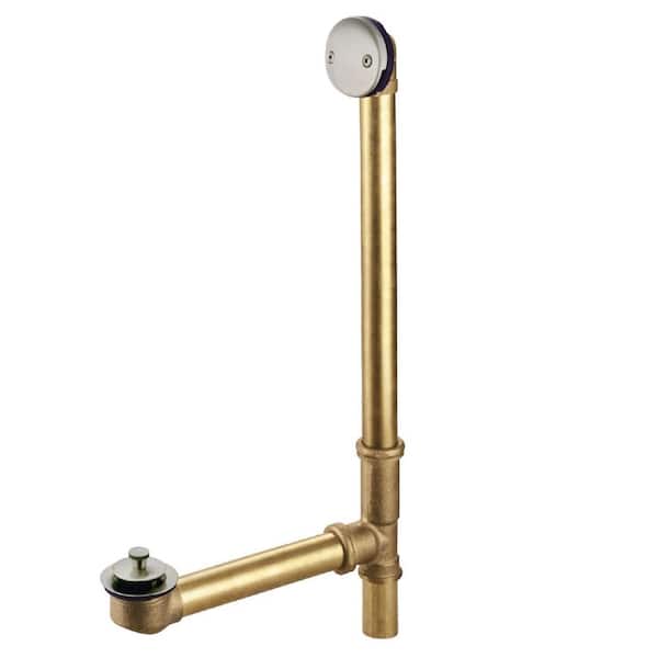 Kingston Brass Made To Match Lift and Turn Clawfoot Tub Drain in Brushed Nickel with Overflow