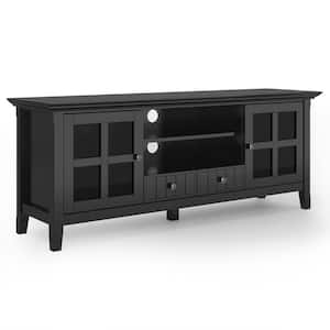 Acadian Solid Wood 60 in. Wide Transitional TV Media Stand in Black for TVs up to 65 in.