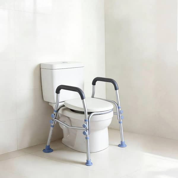 Raised Toilet Seat with Arms, 300 lbs. Capacity, Adjustable Height, Widened Commode Riser with Handles and Splash Guard