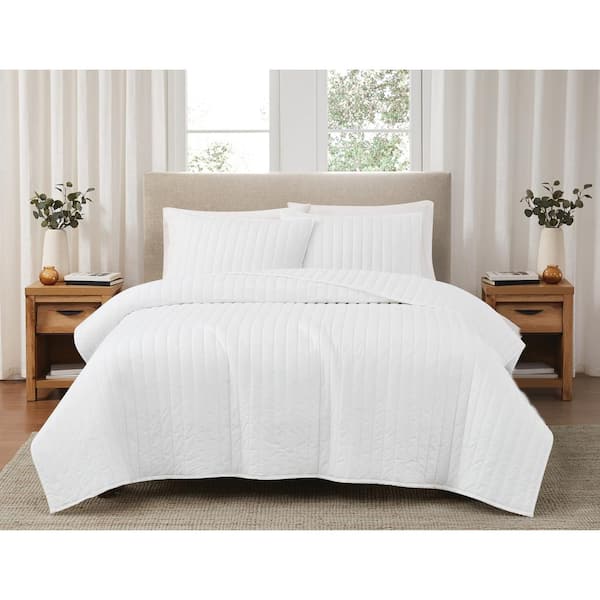 Brooklyn Loom 2-Piece White Solid Cotton Percale Twin/Twin XL Quilt Set