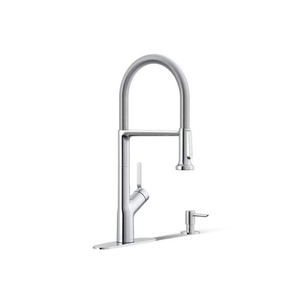 Setra Single-Handle Semi-Professional Kitchen Sink Faucet with Soap Dispenser in Polished Chrome