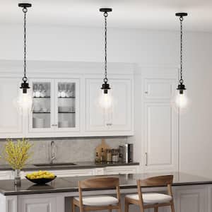 Annie 1-Light Blackened Bronze Pendant with Clear Glass Shade
