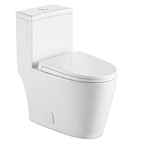 Star X Decor Marquis 1-piece 1.28 GPF Dual Flush Elongated Toilet in White, Seat Included