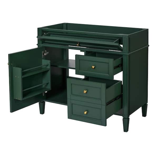 35.74 in. W x 17.87 in. D x 33 in. H Bath Vanity Cabinet without Top in Green with 2-Drawers and a Tip-Out Drawer