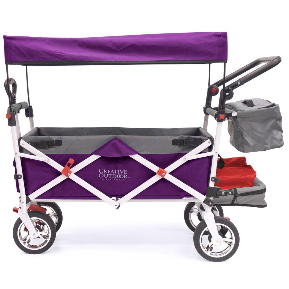 3.4 cu.ft. Metal Folding Garden Cart Silver Series in Purple