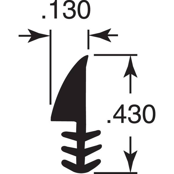 0.13 in. wide x 0.43 in. tall x  200 ft.Glass Glazing Spline, Gray Vinyl