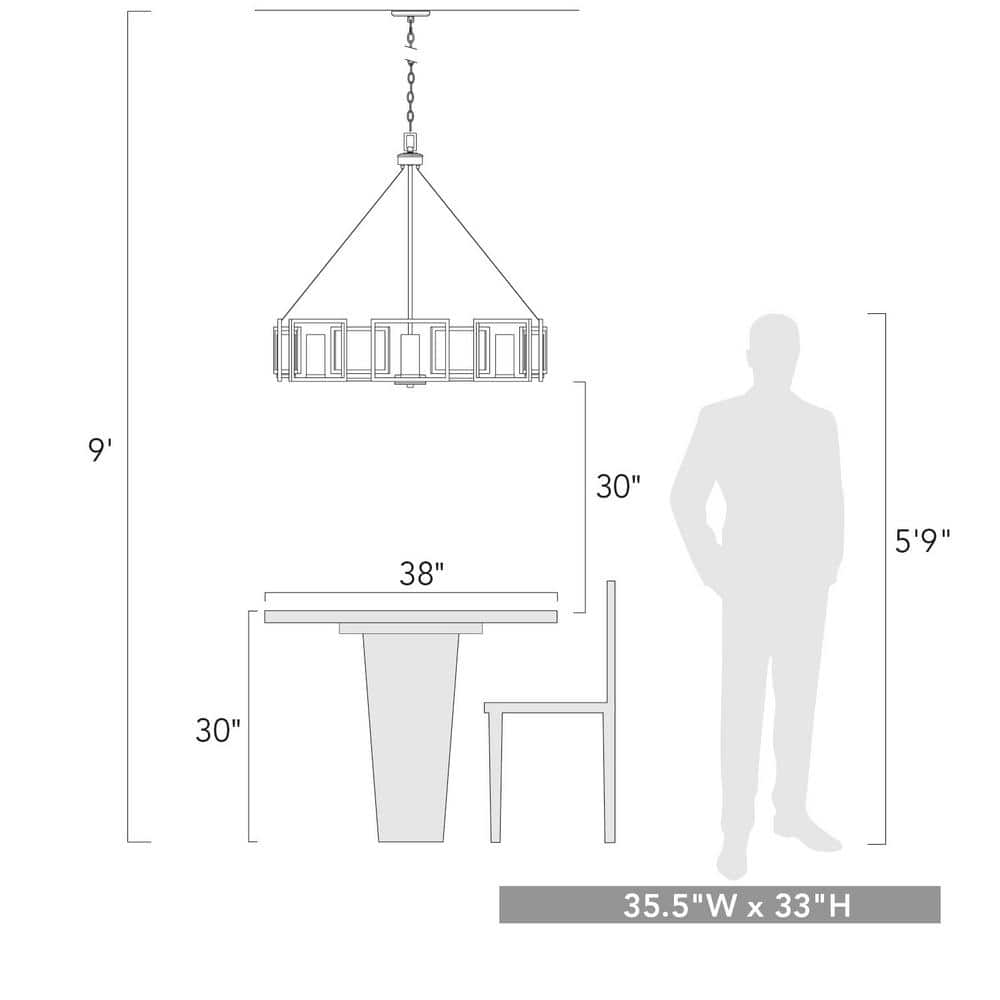 Bronze 35.5" Contemporary Candle Chandelier with Clear Glass