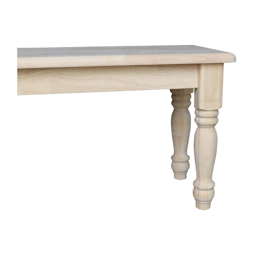 Elegant Farmhouse 62" Unfinished Solid Hardwood Bench