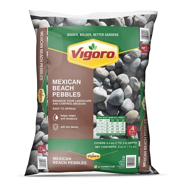 Vigoro 0.4 cu. ft. Mexican Beach Pebbles Grey Decorative Stone