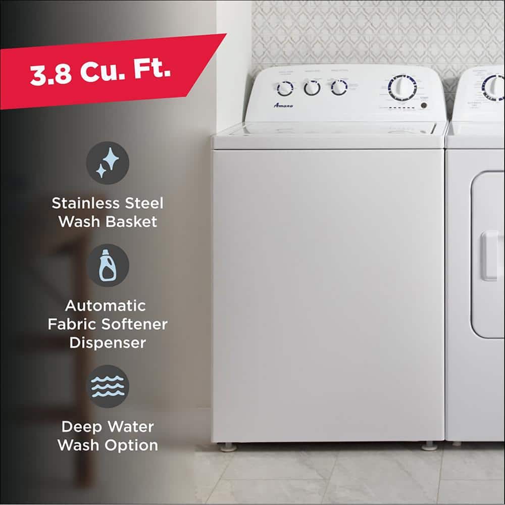 Amana 3.8 Cu. Ft. White Stainless Steel High-Efficiency Top Load Washer