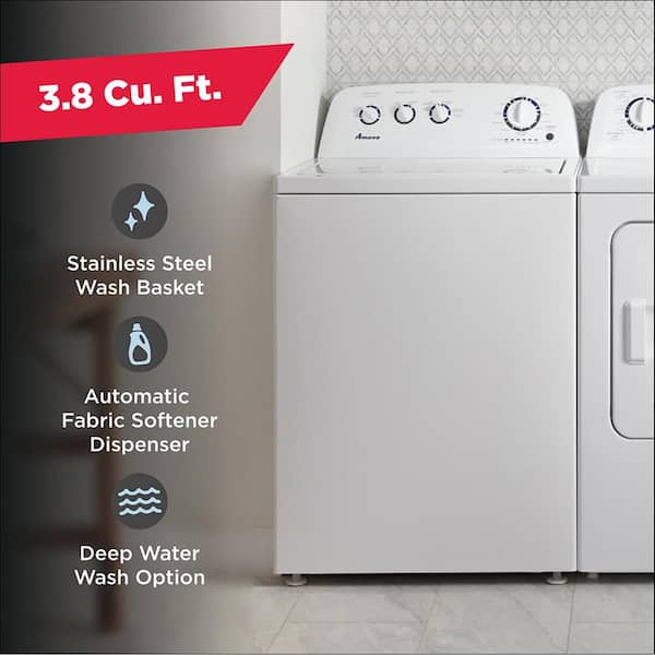 Reviews for Amana 3.8 cu. ft. Top Load Washer in White with High Efficiency Agitator Pg 1 The Home Depot