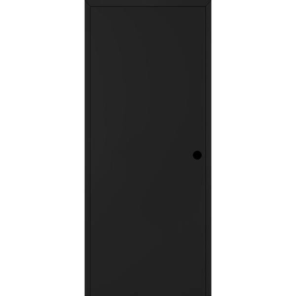 Belldinni Optima DIY-Friendly 30 in. x 84 in. Left Hand Black Matte Solid Composite Core Wood Single Prehung Interior Door