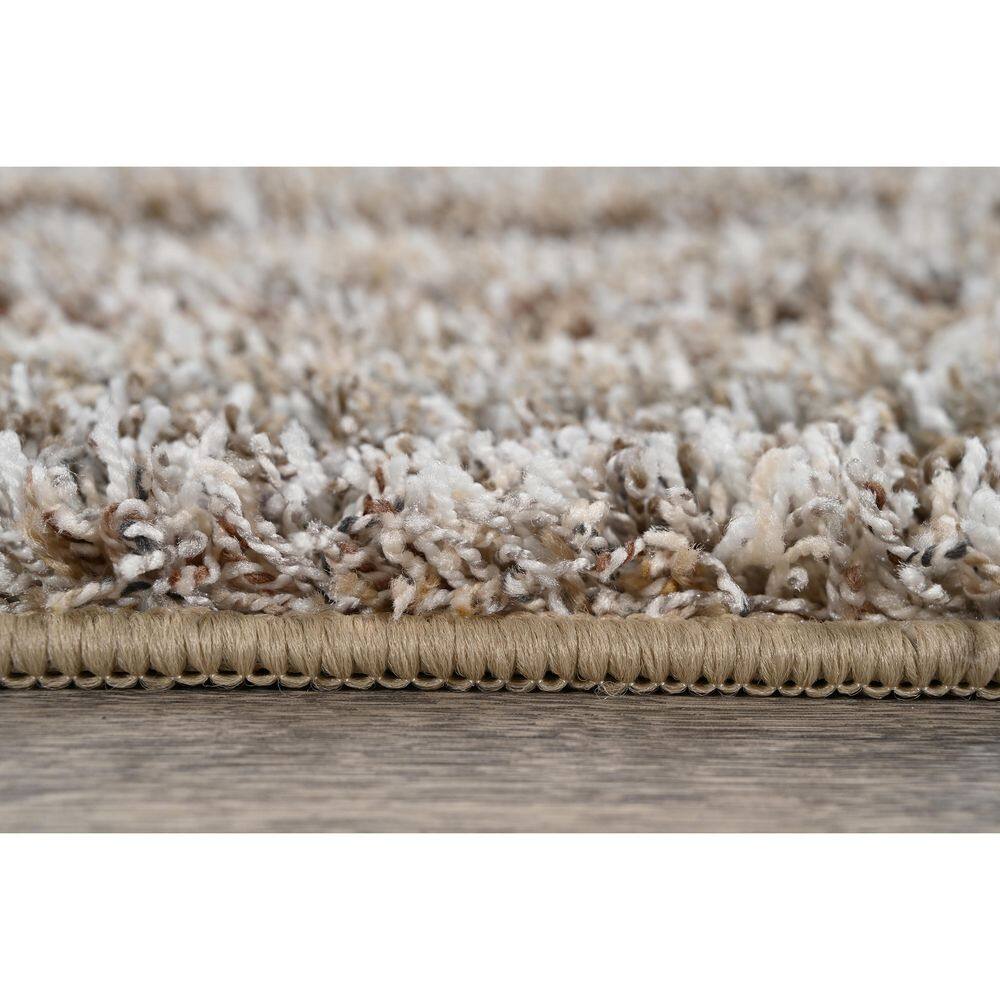 Cozy Stripe Shag 4' x 6' Earth Tone Synthetic Area Rug