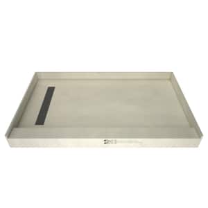Redi Trench 54 in. L x 37 in. W Single Threshold Alcove Shower Pan Base with Left Drain and Brushed Nickel Drain Grate