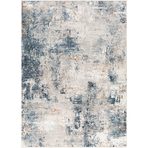 Livabliss Allegro Denim/Grey 7 ft. x 9 ft. Modern Indoor Area Rug